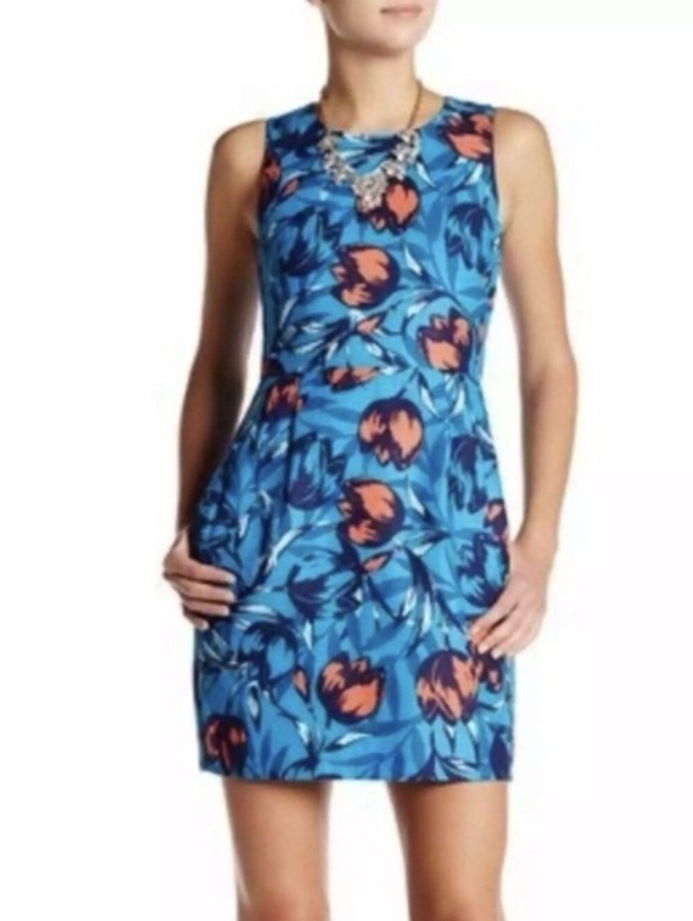 J. Crew Textured Cotton Tulip Print Sleeveless Sheath Dress